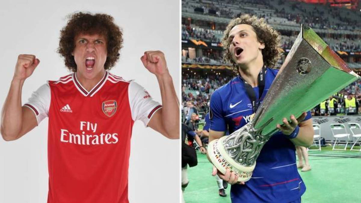 David Luiz ở Arsenal (Trái) và Chelsea (Phải).